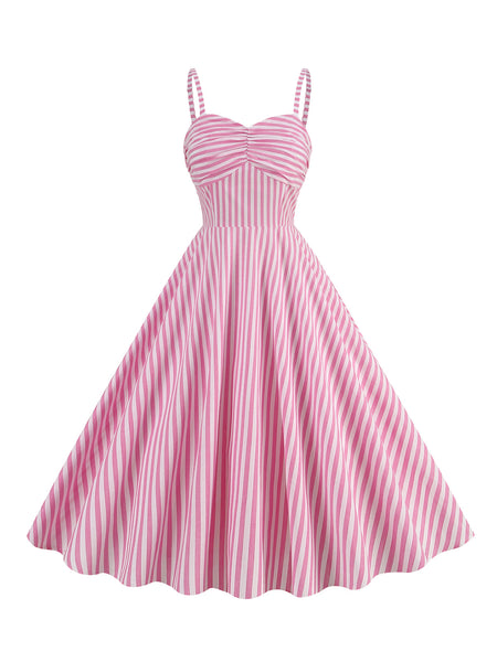 Pink and deals white striped dress