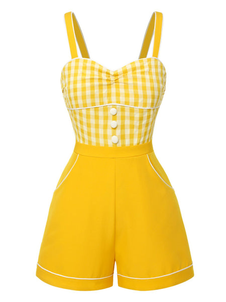 Capulet Flynn Romper Women's Size Medium Yellow & White outlet Tie Front Plaid Romper