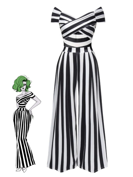 Black white jumpsuit fashion