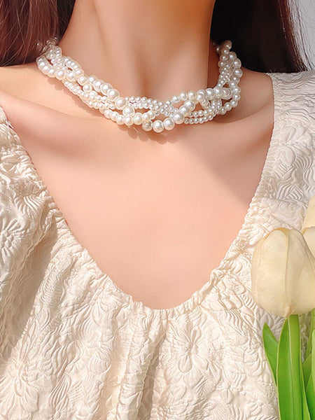 Vintage white 2024 zcech multi layered necklace