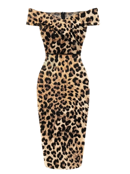 Off shoulder leopard print dress hotsell