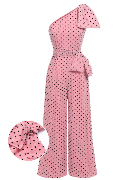 Pink and white polka dot jumpsuit online