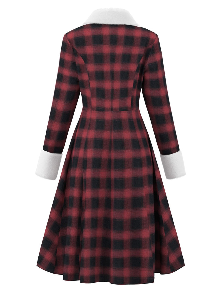 [Pre-Sale] Red 1950s Lapel Buffalo Plaid Coat