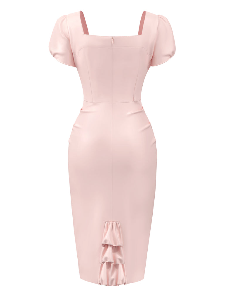 Pale Pink 1960s Heart Puff Pencil Dress