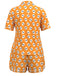 Orange 1970s Halloween Cartoon Skull Pajamas