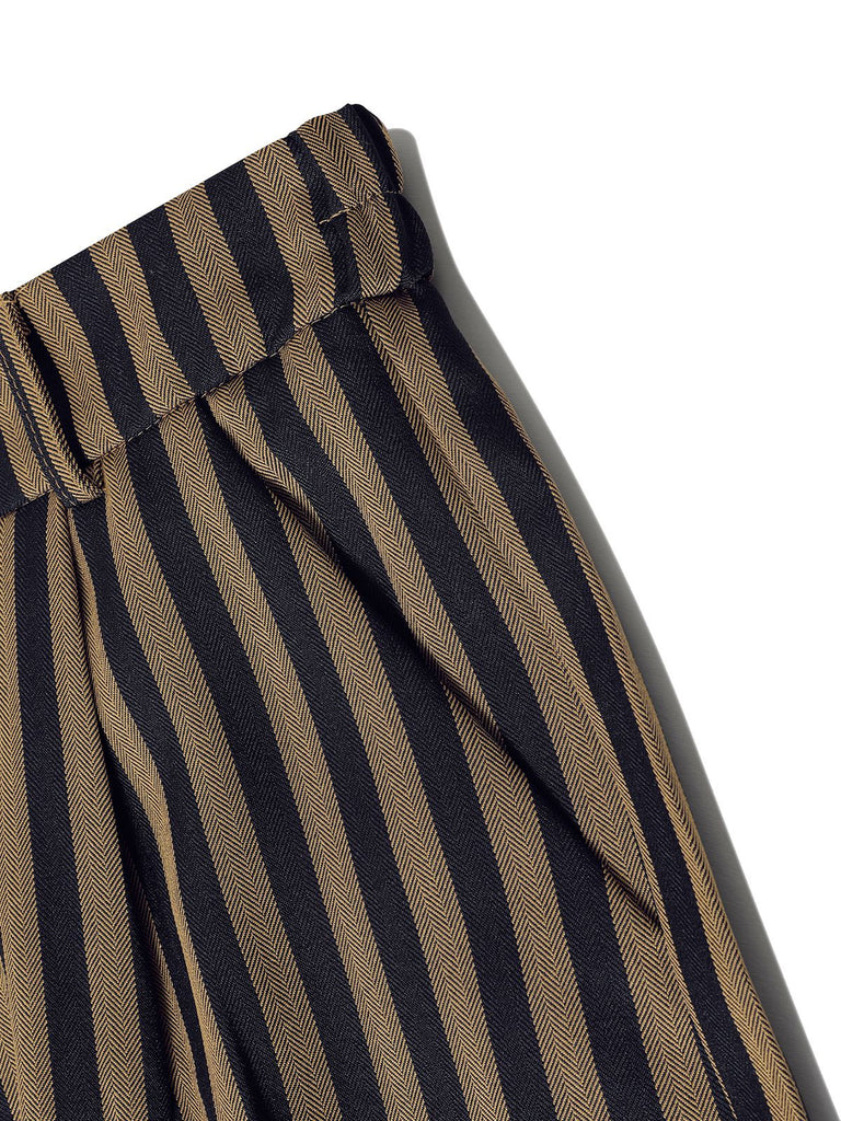 Brown 1940s Stripes Straight-Leg Pants