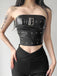 Black 1980s Bandeau Punk Leather Top