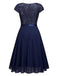 1940s Sequin Chiffon Ruffle Trim Swing Dress