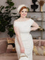 Ivory 1960s Cap Sleeve Slim Pleated Dress