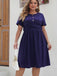 [Plus Size] Deep Blue 1950s Solid Front Cross Dress