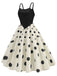 1950s Strap Patchwork Polka Dots Swing Dress