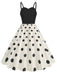 1950s Strap Patchwork Polka Dots Swing Dress