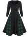 1950s Plaid Patchwork Gothic Pleated Dress