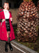 Wine Red 1950s Leopard Patchwork Button Coat