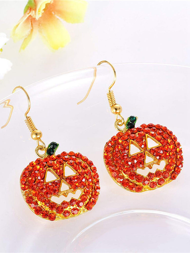 Halloween Rhinestones Grimace Pumpkin Earrings