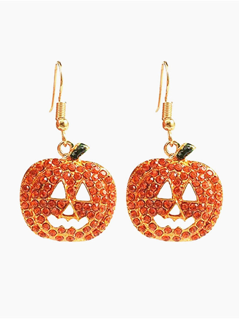 Halloween Rhinestones Grimace Pumpkin Earrings