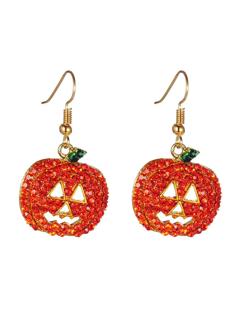 Halloween Rhinestones Grimace Pumpkin Earrings