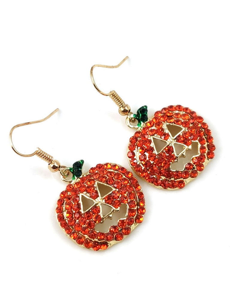 Halloween Rhinestones Grimace Pumpkin Earrings