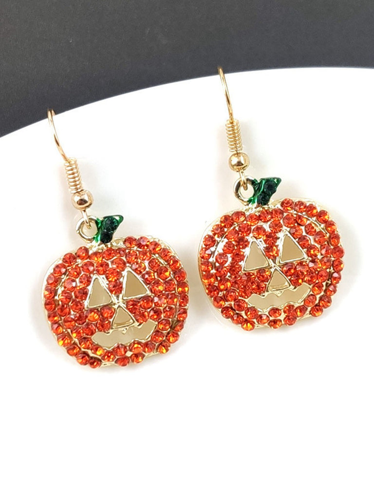 Halloween Rhinestones Grimace Pumpkin Earrings