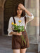 Deep Brown 1940s Buttons Overalls Shorts