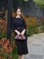 Black 1960s Solid Boat Neck Wrap Dress