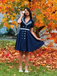 Dark Blue 1950s Sailor Style Double Breasted Dress