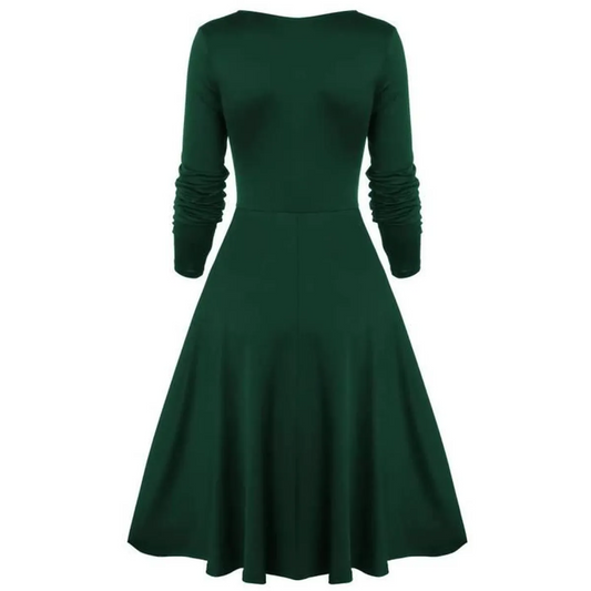 Green 1950s Lace Patchwork Swing Dress