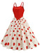 1950s Strap Patchwork Polka Dots Swing Dress