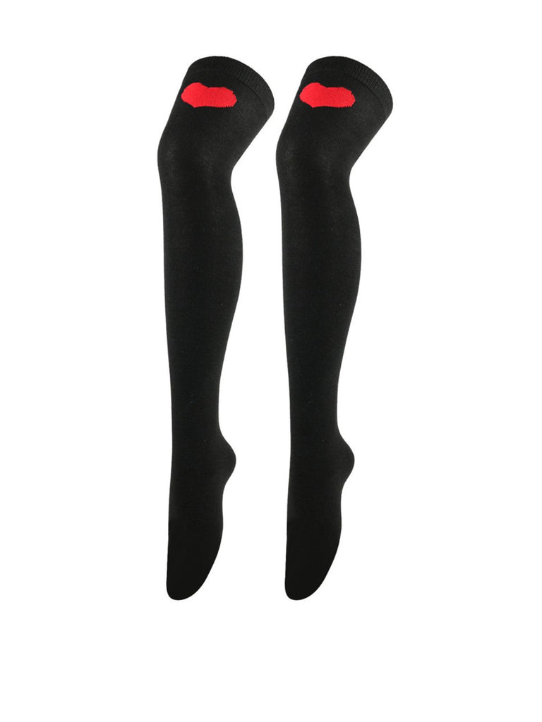 Valentine Heart Lip High-Thigh Socks