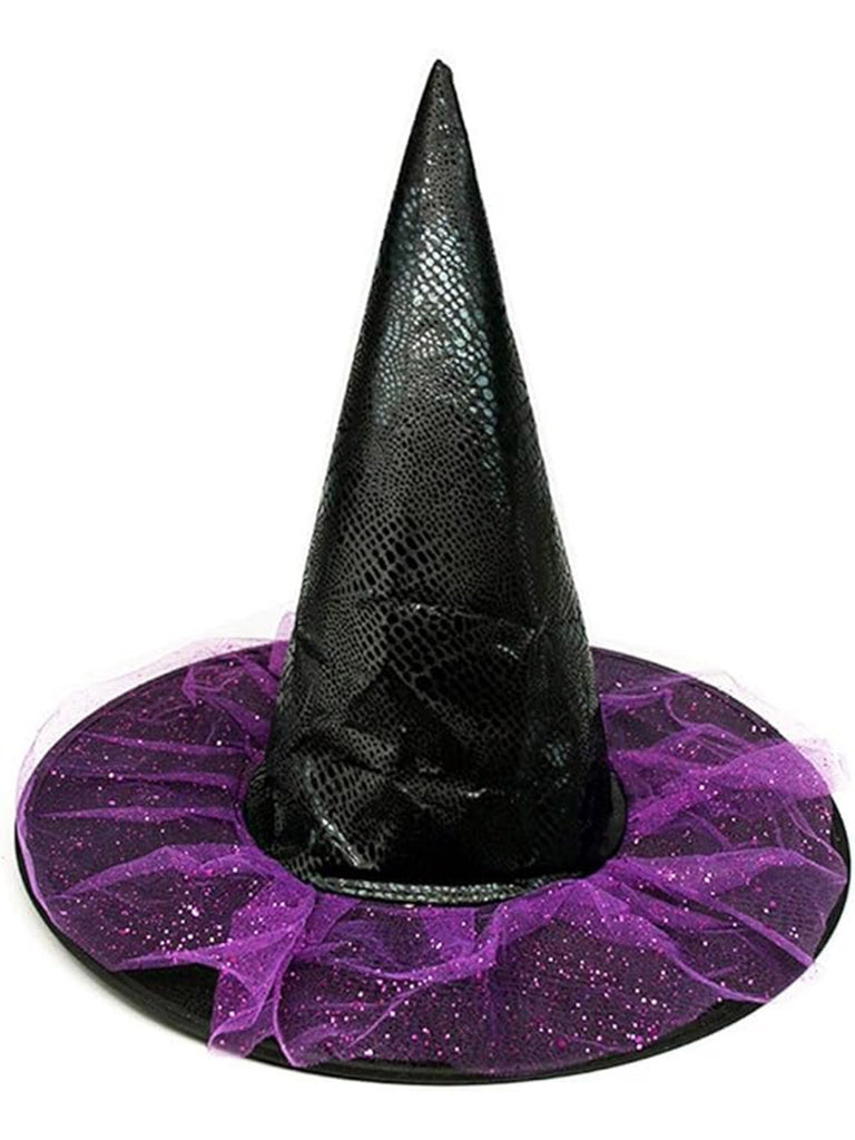 Purple Pointed Halloween Leather Witch Hat