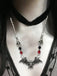 Halloween Gothic Bat Crystal Bead Necklace