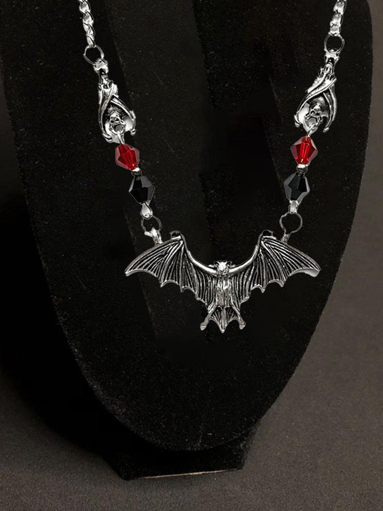 Halloween Gothic Bat Crystal Bead Necklace