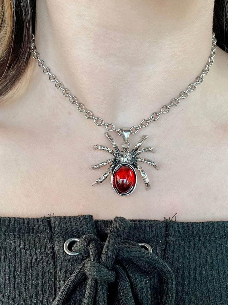 Halloween Spider Blood Drop Pendant Necklace