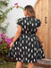 [Plus Size] Black 1950s Geometric Print Belted Dress