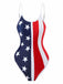 1950s Strap Stars Stripes Flag Print One-Piece Swimsuit