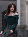 Green 1950s Christmas Off Shoulder Tartan Dress