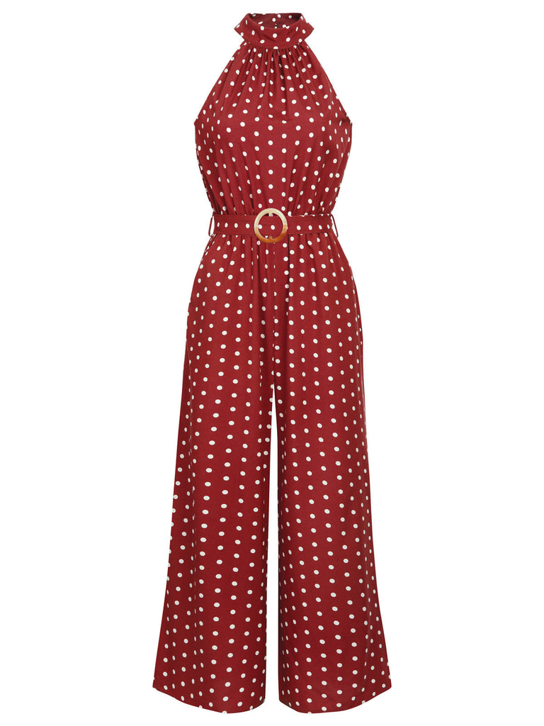 1930s Polka Dot Belt Jumpsuit