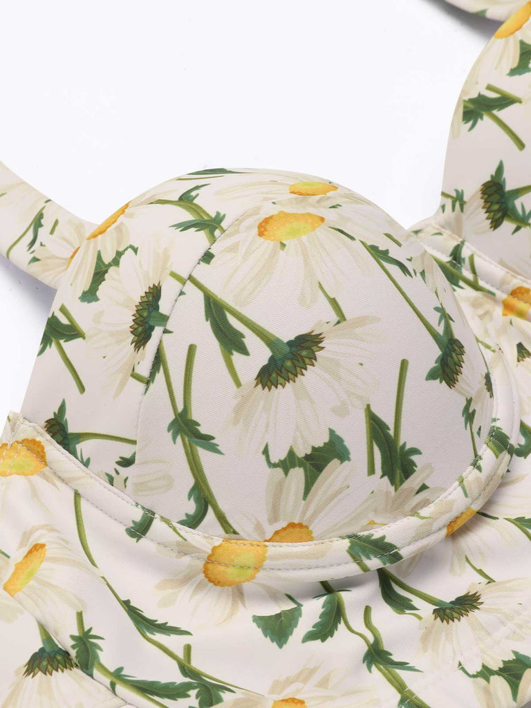 Vintage Robby Len Floral Tropical Faux Wrap Swimsuit Size 10