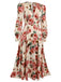 1940s Rose V-Neck Long Sleeves Dress