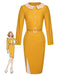 [Pre-Sale] 2PCS Yellow 1960s Solid Lace Belt Dress & Lapel Jacket