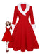 Red & White 1950s Christmas Lapel Dress