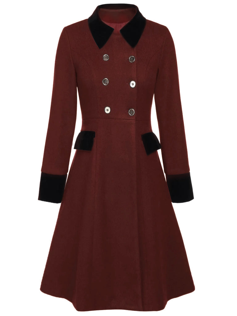 [Pre-Sale] Red 1940s Solid Button Coat