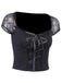 Black 1970s Steampunk Gothic Lace Tie-Front Top