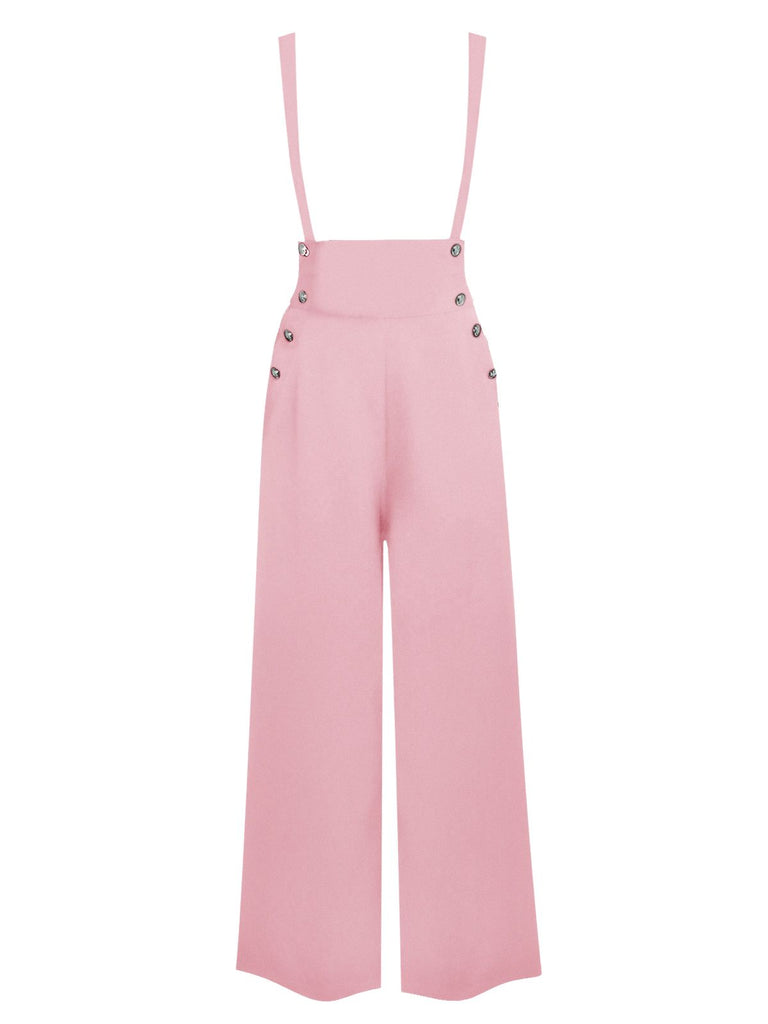 [Pre-Sale] Pink 1930s Solid Suspender Pants