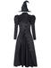 Black 1940s Wicked-Inspired Elphaba Witch Costume With Hat