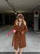 Brown 1940s Fur Collar Belted Coat