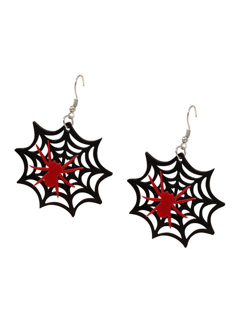 Black Halloween Spider Web Earrings