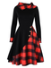 Green&Red 1950s Christmas Plaids Hooded Dress