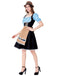 2PCS Blue 1950s Oktoberfest Gingham Puff Lace Dress with Apron