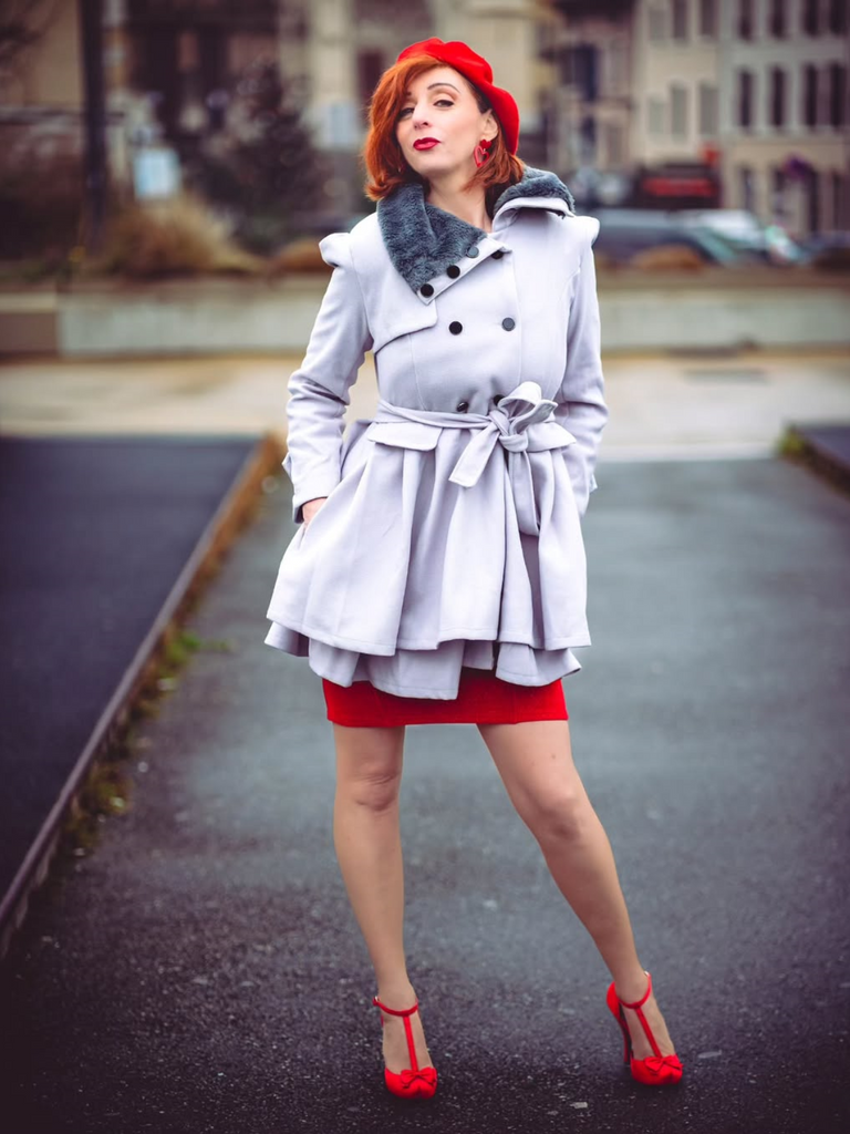 1950s Fur Collar Waisted Winter Coat